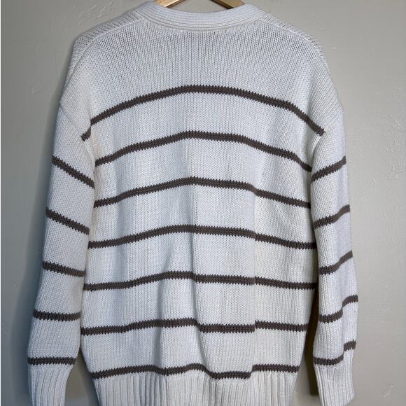 Jenni Kayne Chloe Striped Cardigan Button Up Ivory/Taupe XXS - Picture 7 of 8